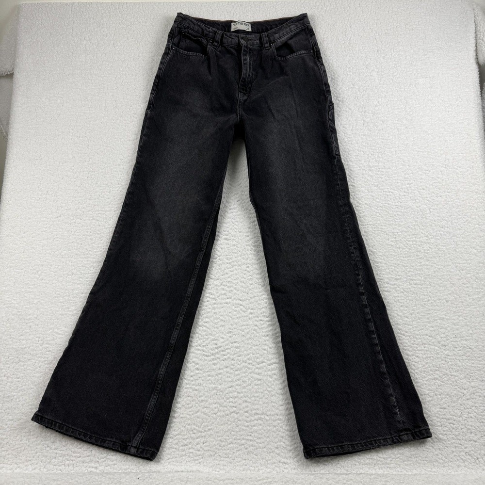 We The Free Tinsley Baggy Straight Jeans Womens 28 Black Denim Cotton Mid Rise